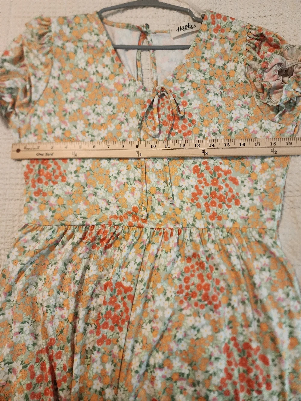 Haptics Floral Tie-Front Romper Yellow Peach Cream Floral 1X Cottagecore Summer